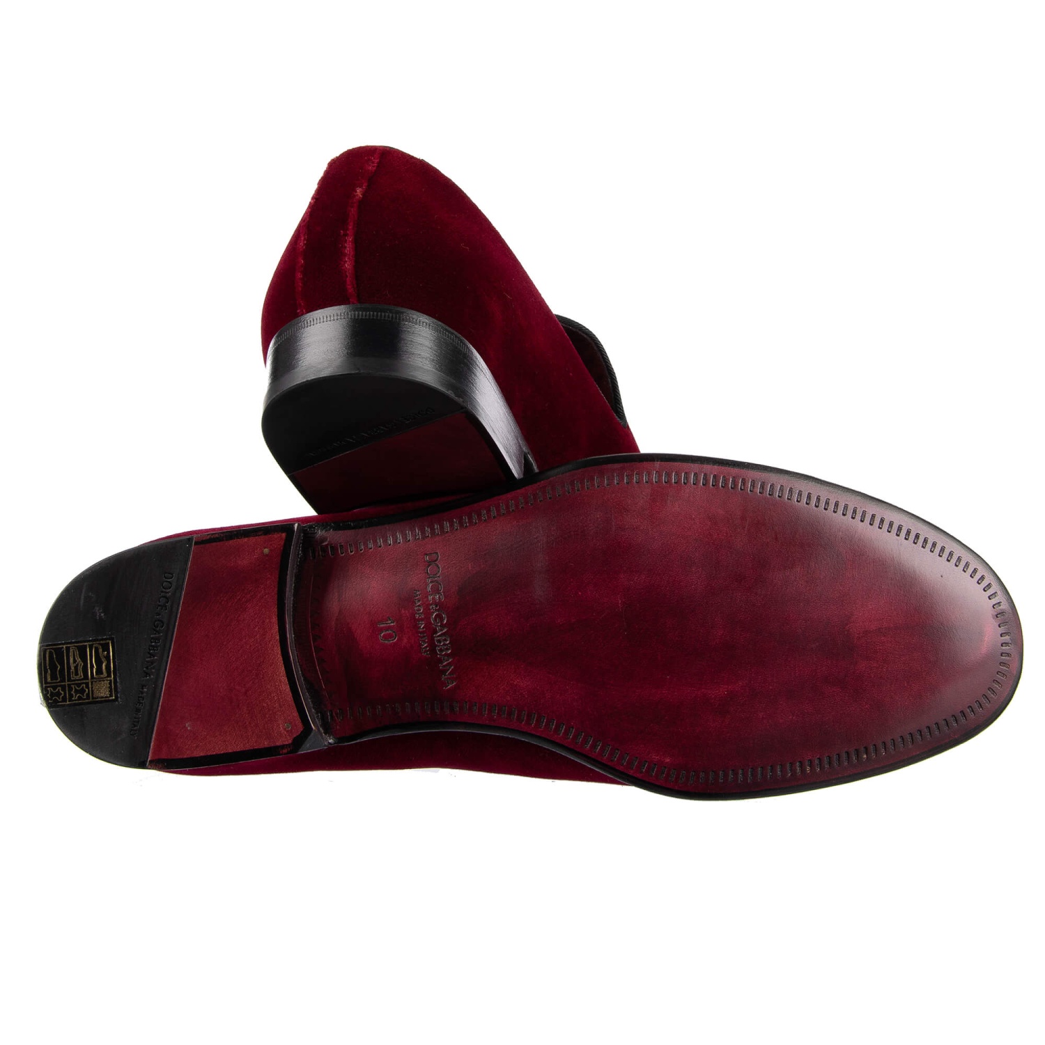 DOLCE & GABBANA Pistol Horseshoe Embroidery Velvet Loafer