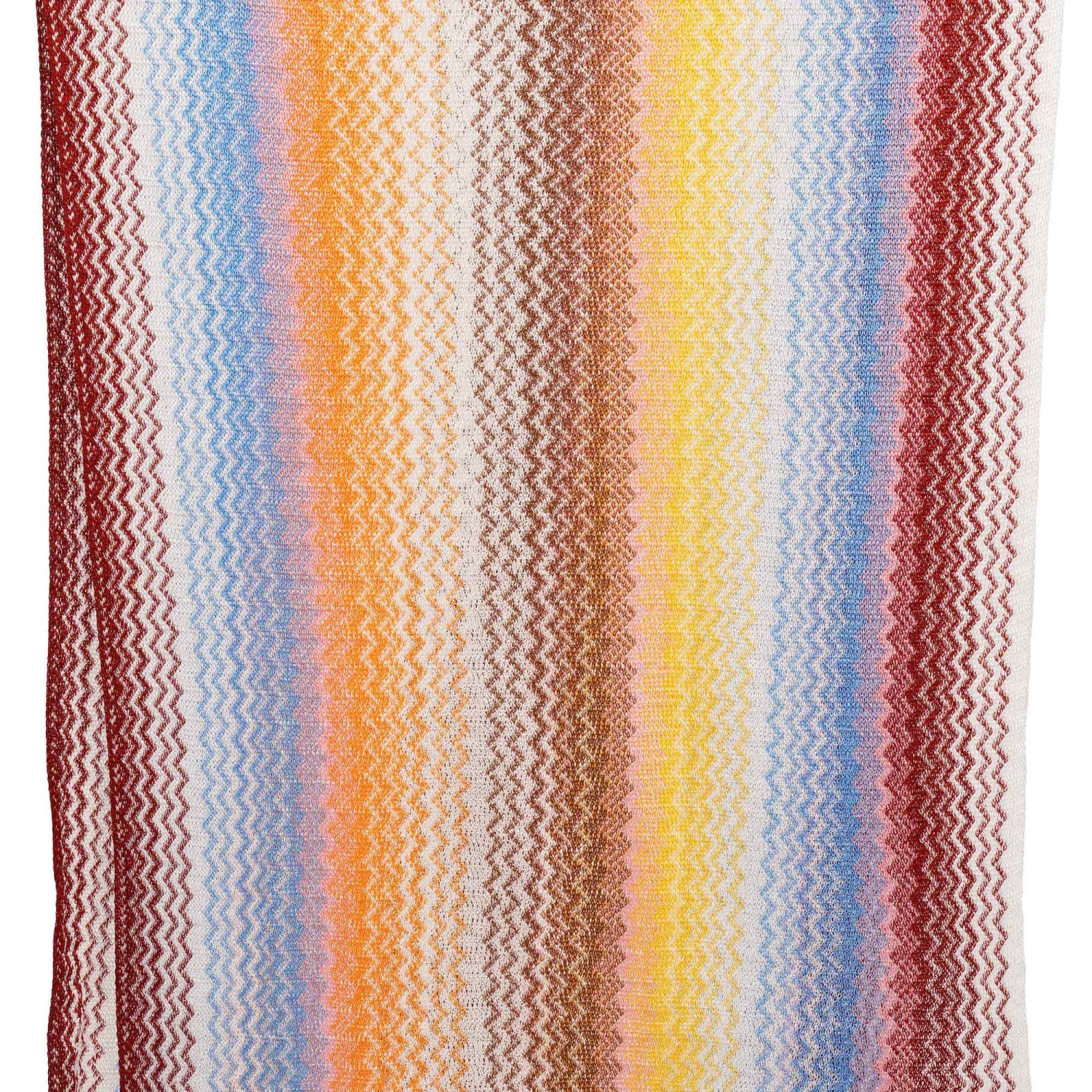 MISSONI Zigzag Woven Shawl Scarf Foulard Blue Orange White