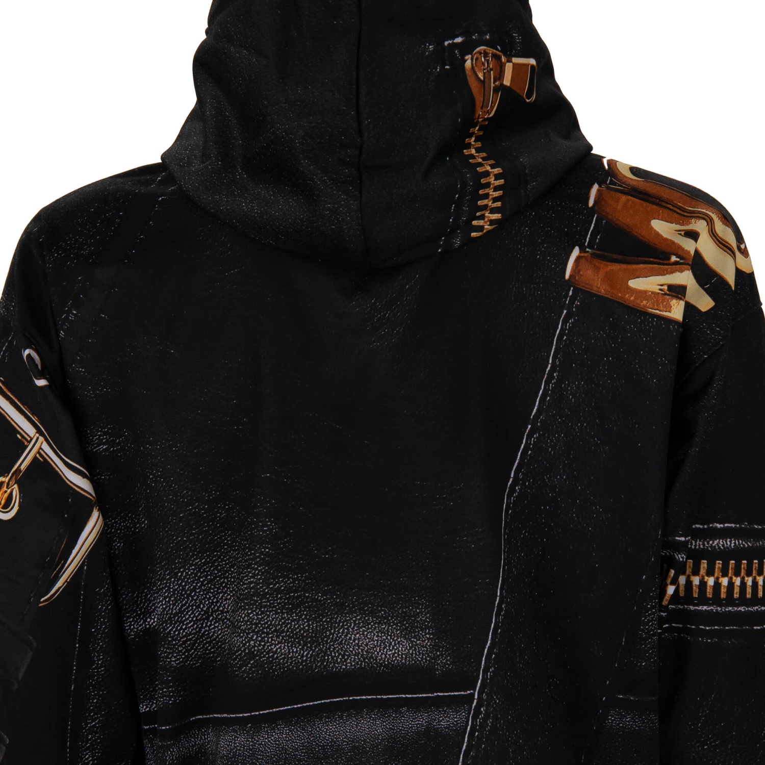 MOSCHINO COUTURE Biker Jacket Logo Print Sweater Hoody Black
