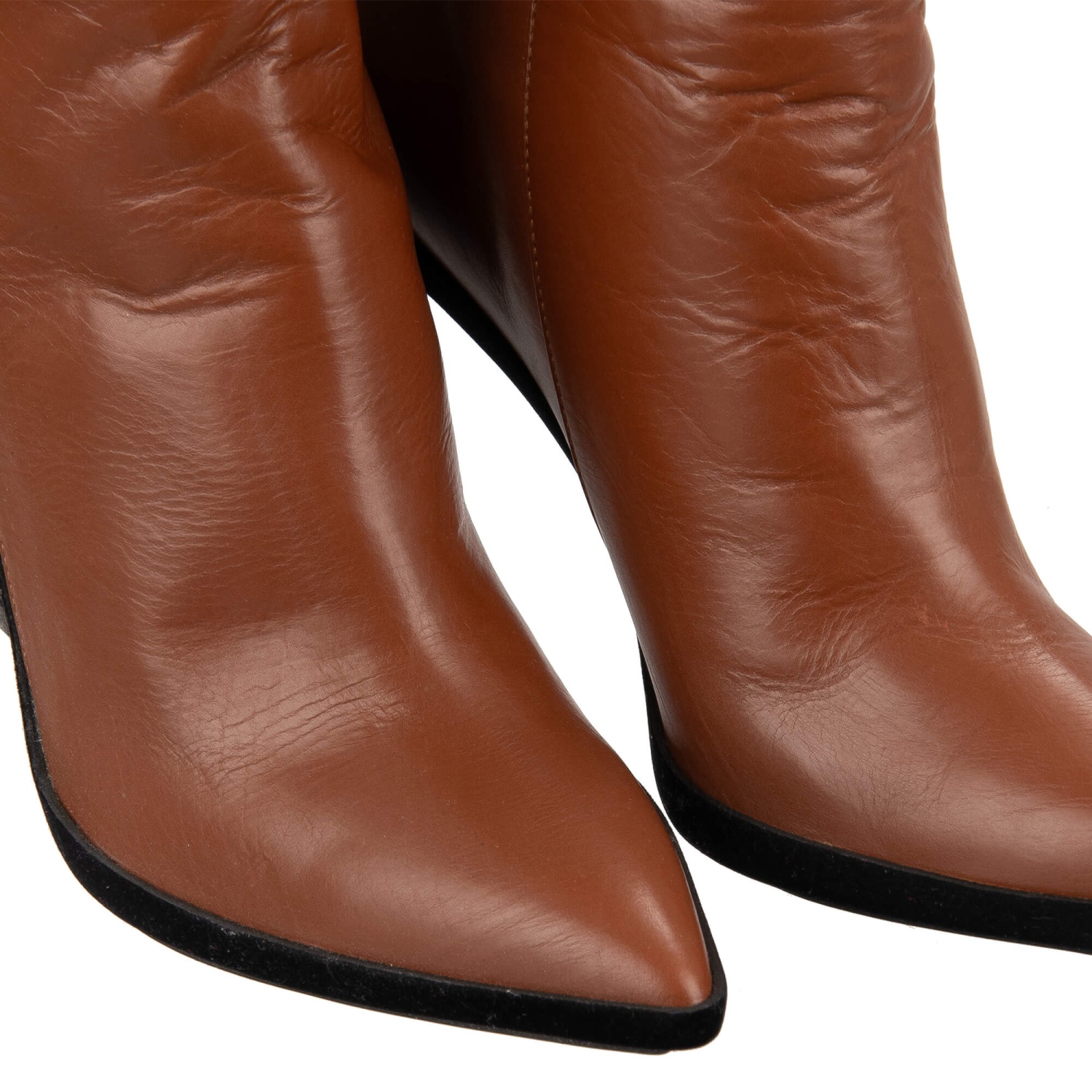 OFF WHITE Overknee FOR WALKING Leather Boots Velvet Heels