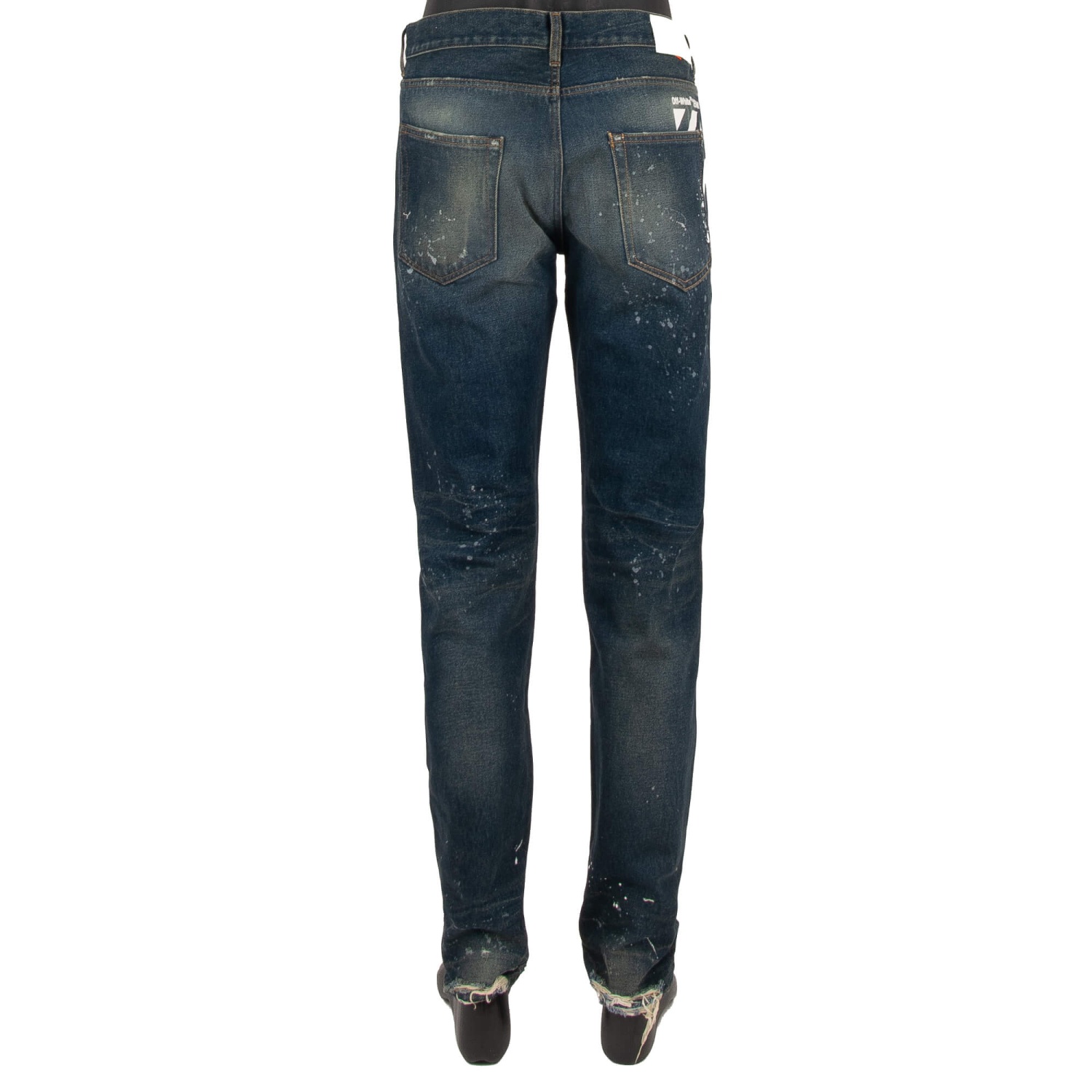 OFF-WHITE Virgil Abloh Destroyed Vintage Paint Slim Jeans Pants