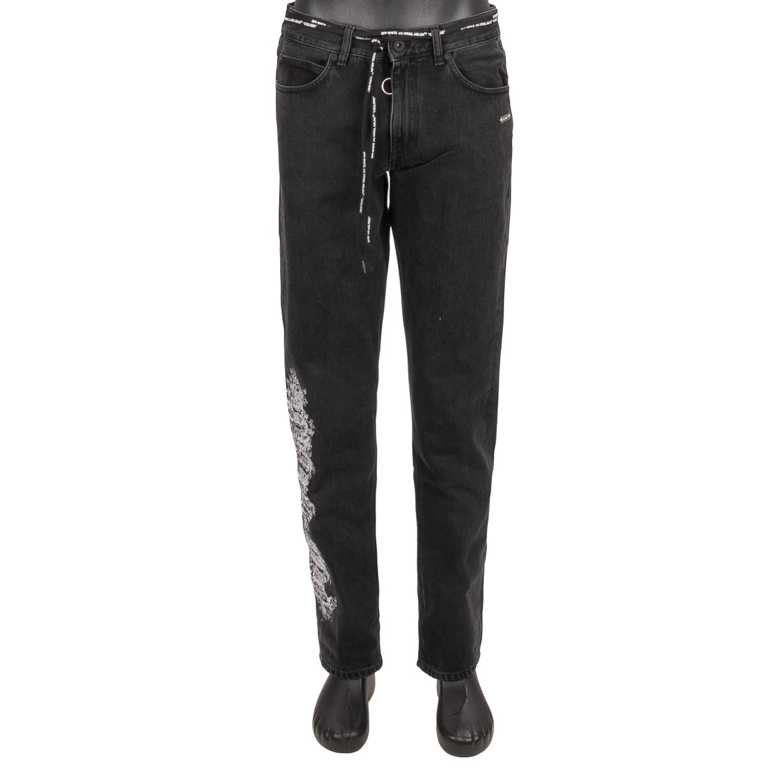 DARKFOG★Embroidered straight jeans DF62 Chaos Embroidery Straight Jeans - Black | Fashion Nova