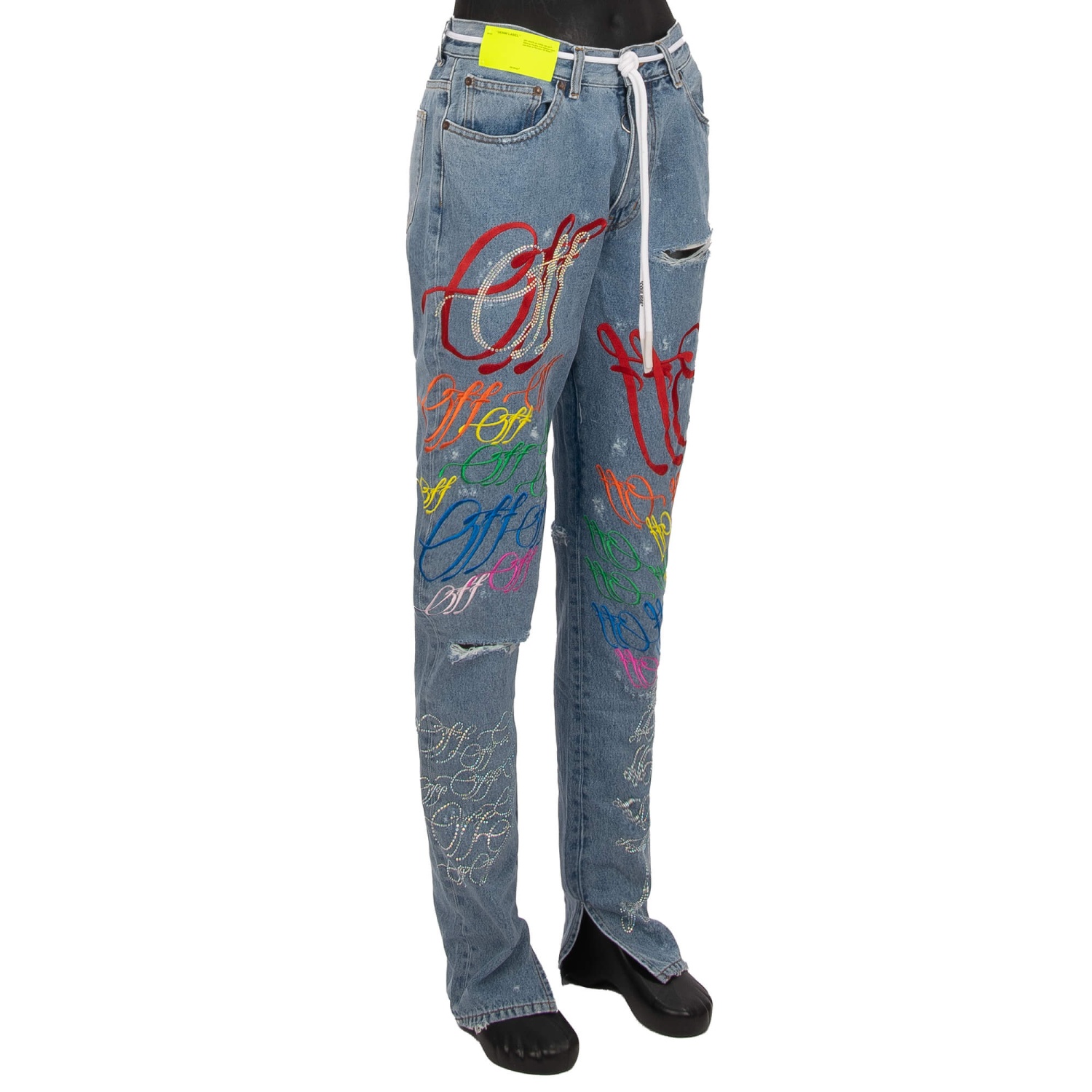 OFF-WHITE x ED BRAVADO Embroidered Destroyed Crystals Jeans