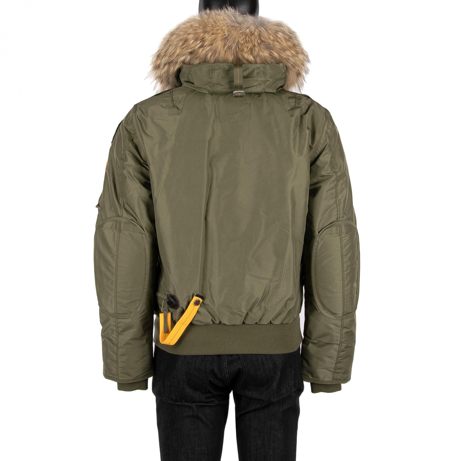 PARAJUMPERS Bomber Down Jacket GOBI with Fur Hood Lining Military Green ...