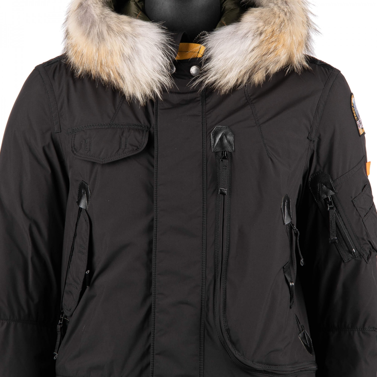 PARAJUMPERS Parka Down Jacket RIGHT HAND LIGHT with Fur Hood Raven ...