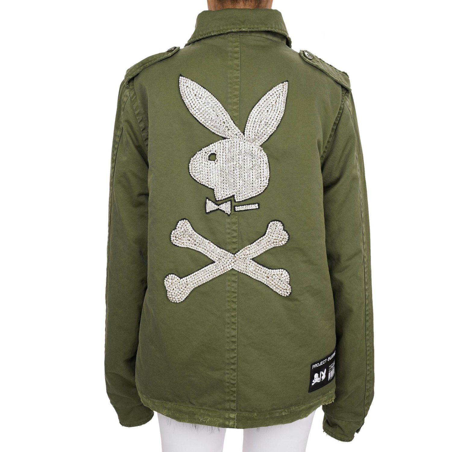 Philipp Plein X Playboy Crystal Fur Parka Jacket Crystal Khaki M L 38 40 08684