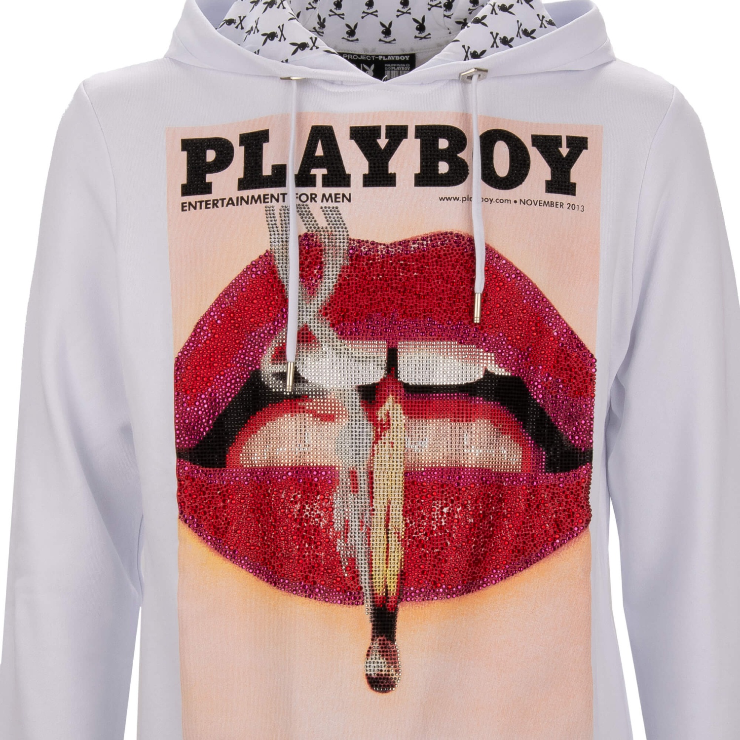 PHILIPP PLEIN ×PLAYBOY パーカー PHILIPP PLEIN x PLAYBOY Hoodie Sweatshirt Lippen Print Kristalle
