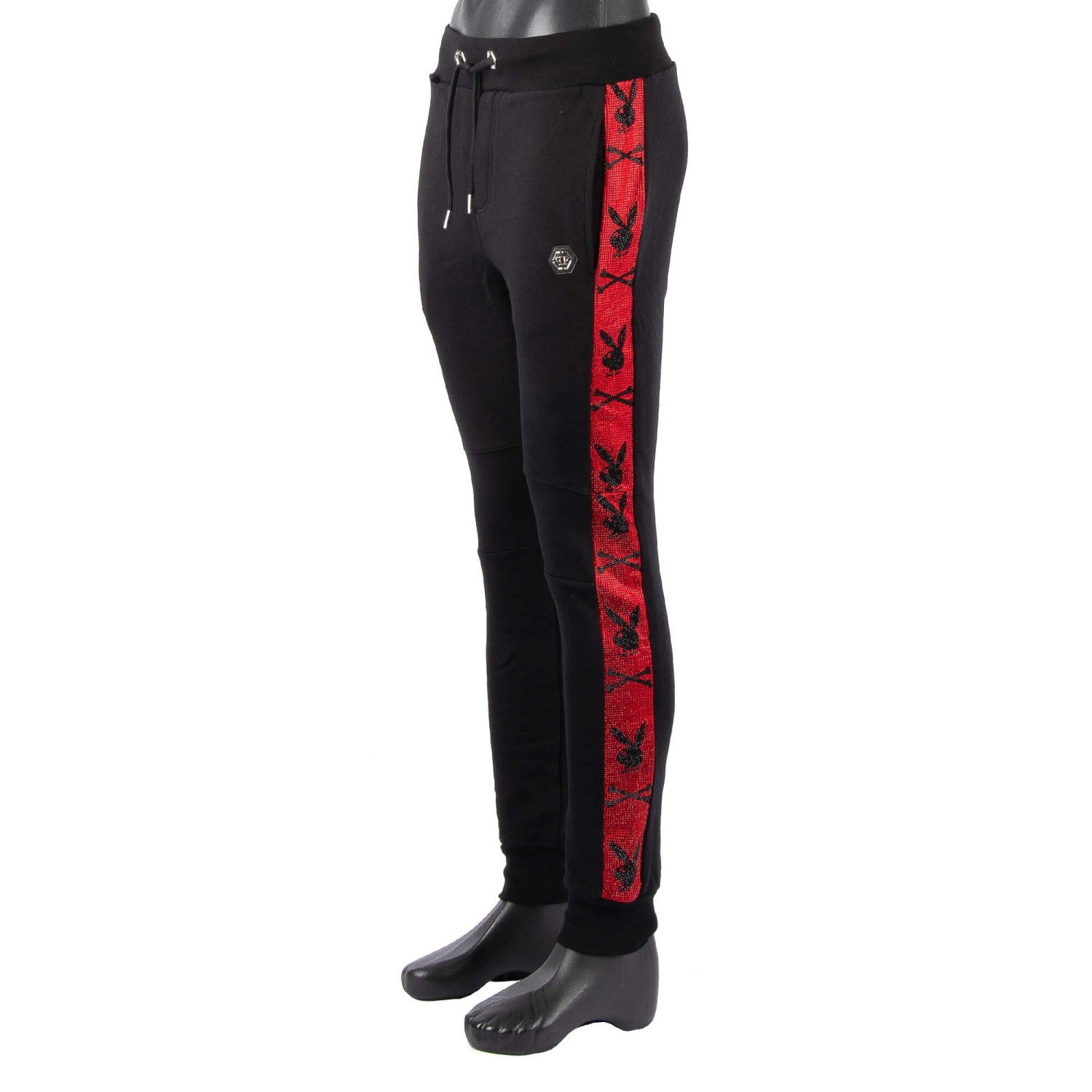 PHILIPP PLEIN x PLAYBOY Jogging Trousers Pants Crystals Stripes