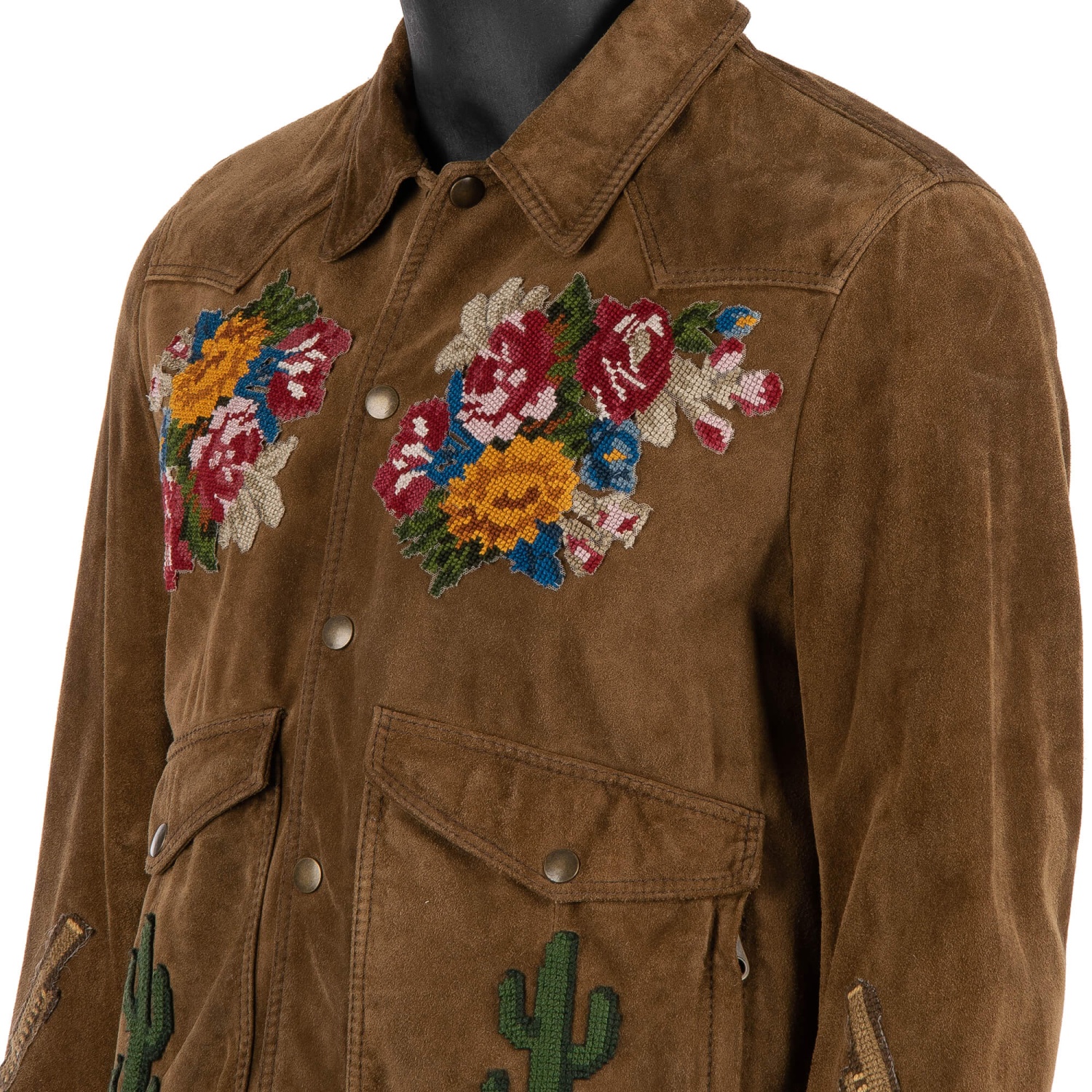 DOLCE & GABBANA Roses Pistols Cactus Suede Leather Jacket ...