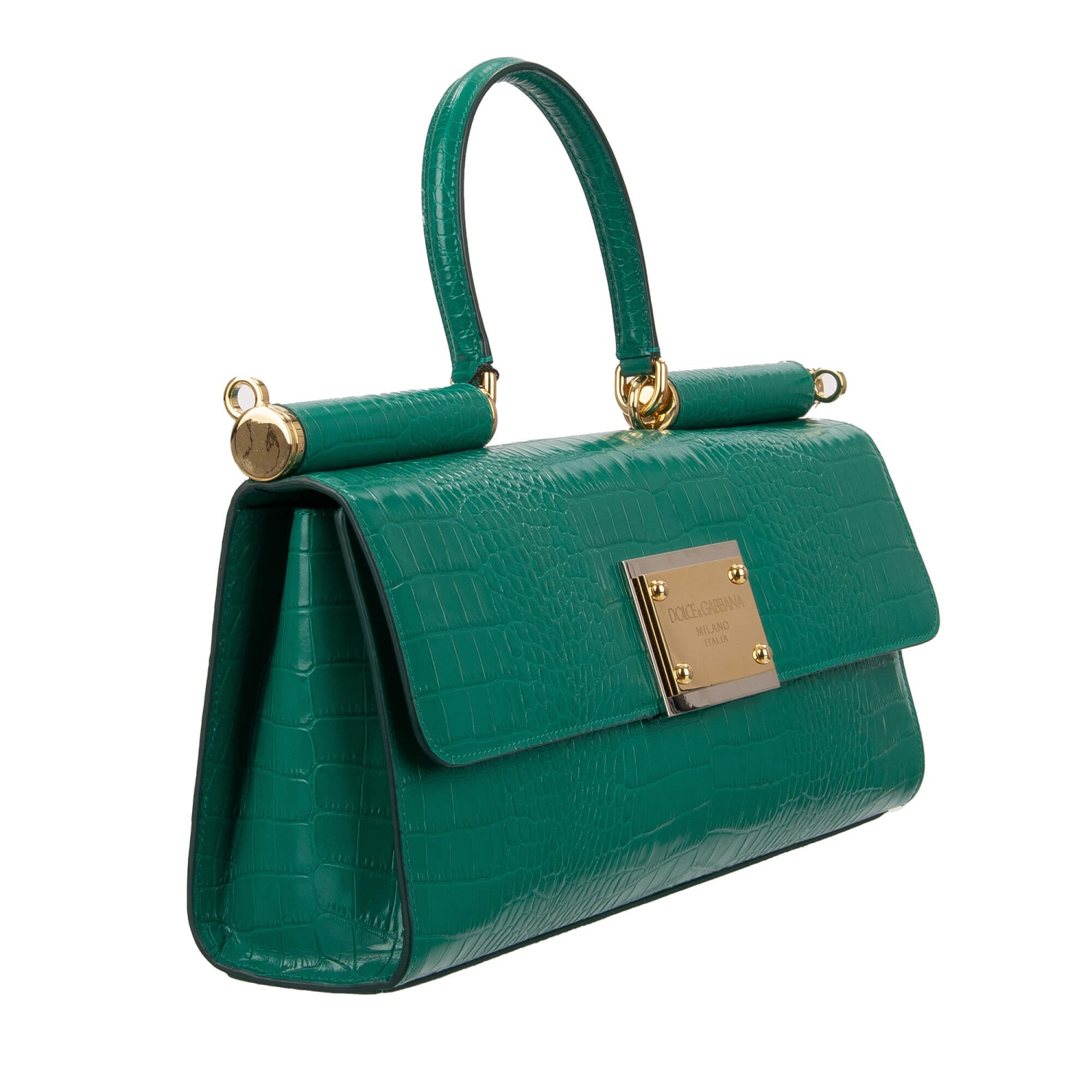 DOLCE & GABBANA Croco Tote Shoulder Bag SICILY 90's Baguette