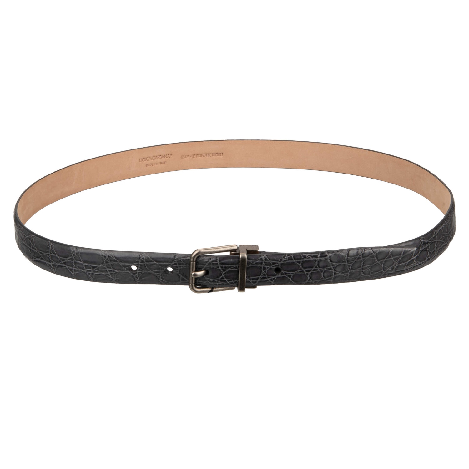 DOLCE & GABBANA Antique Silver Metal Buckle Croco Leather  display picture 1