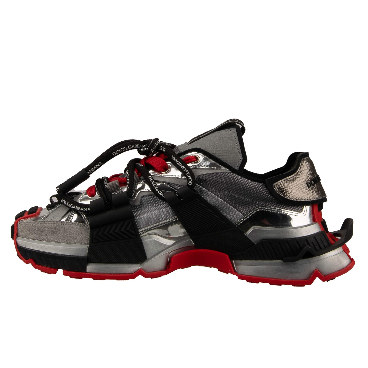 Dolce and Gabana RED/ Silver sneaker Leather high trainers D&G Silver size 40 IT in Leather  main image 3