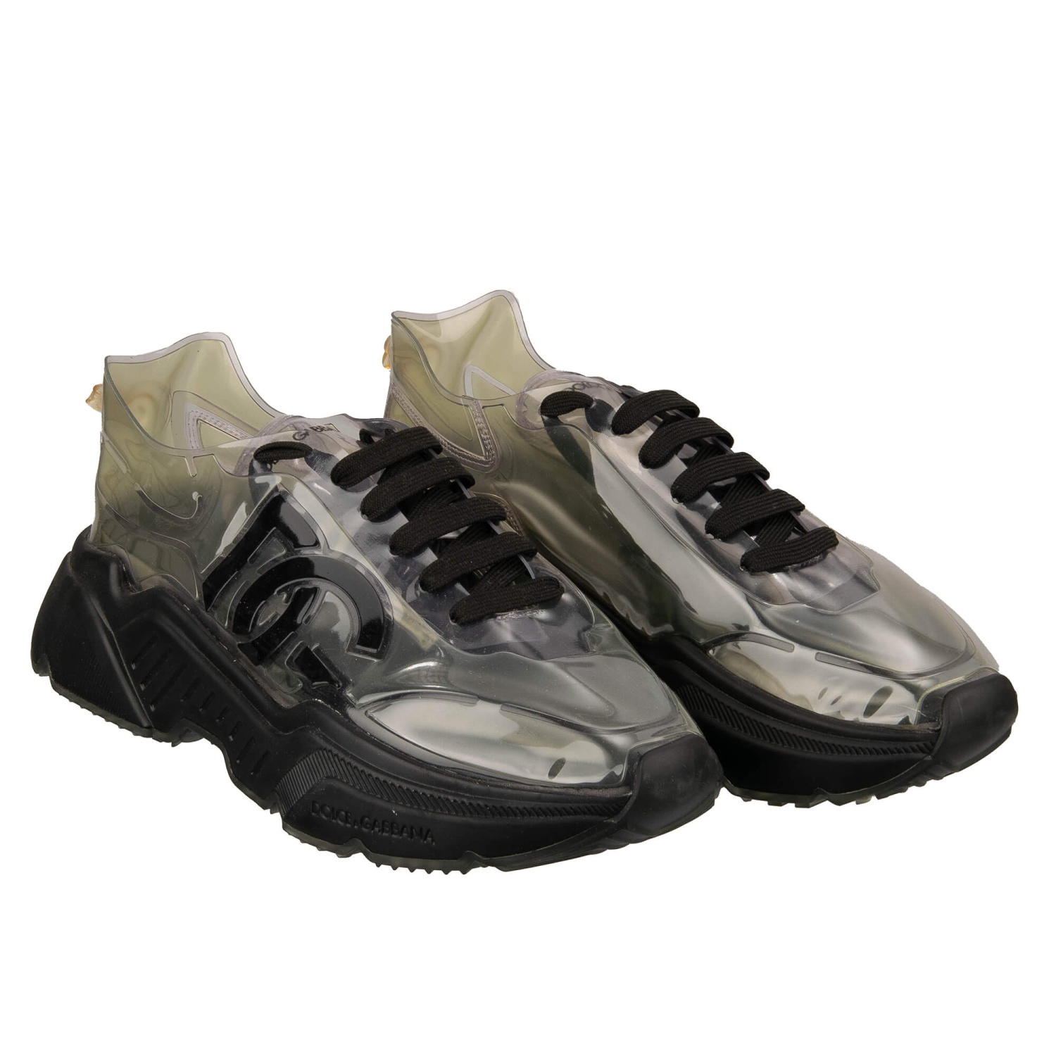 Baskets Dolce & Gabbana DG Logo Transparentes Noir Taille 44 - Sneakers Homme DAYMASTER Italie - Neuf Avec Emballage