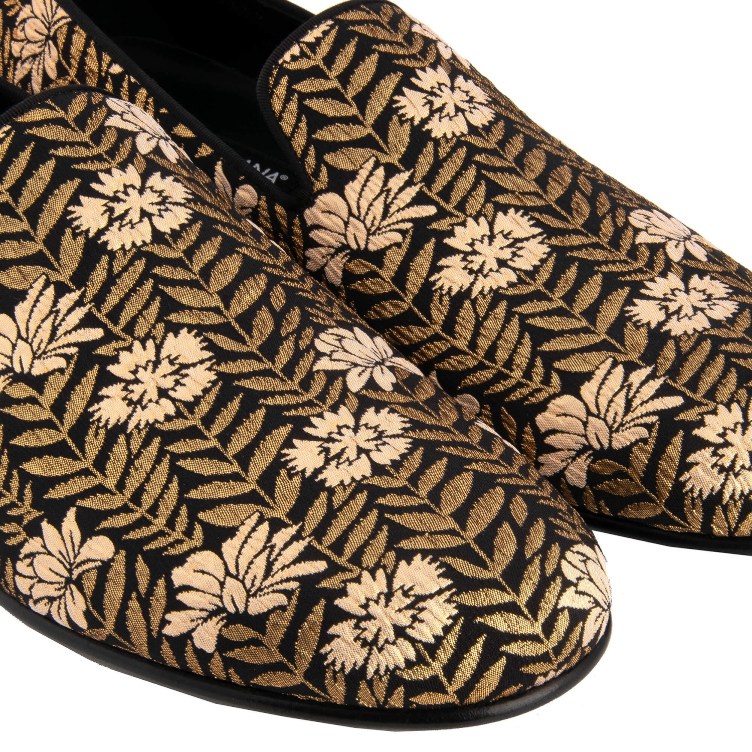 DOLCE & GABBANA Flower Jacquard Loafer Shoes AMALFI Gold 