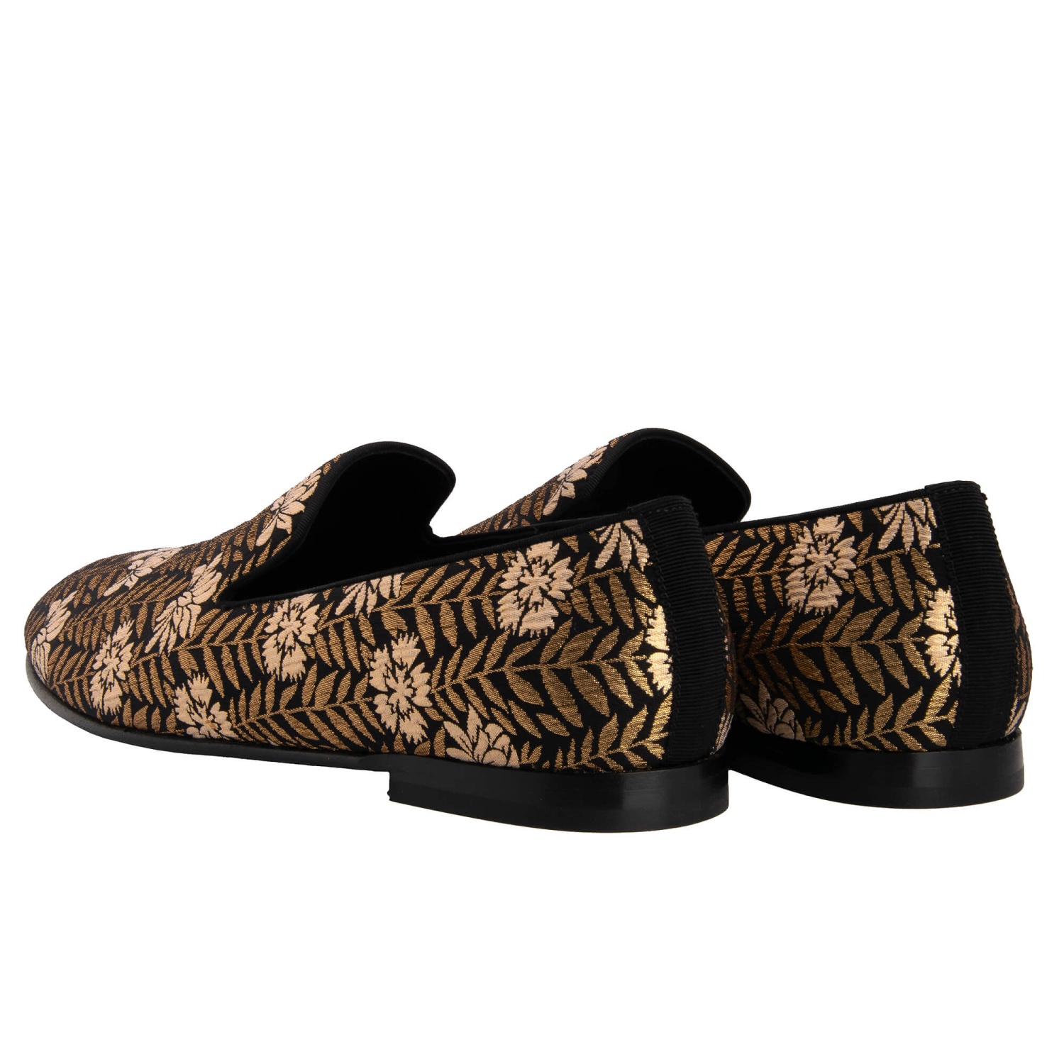 Amalfi Black and Gold Patterned Loafers DOLCE & GABBANA Flower Jacquard Loafer Shoes AMALFI Gold  main image 2