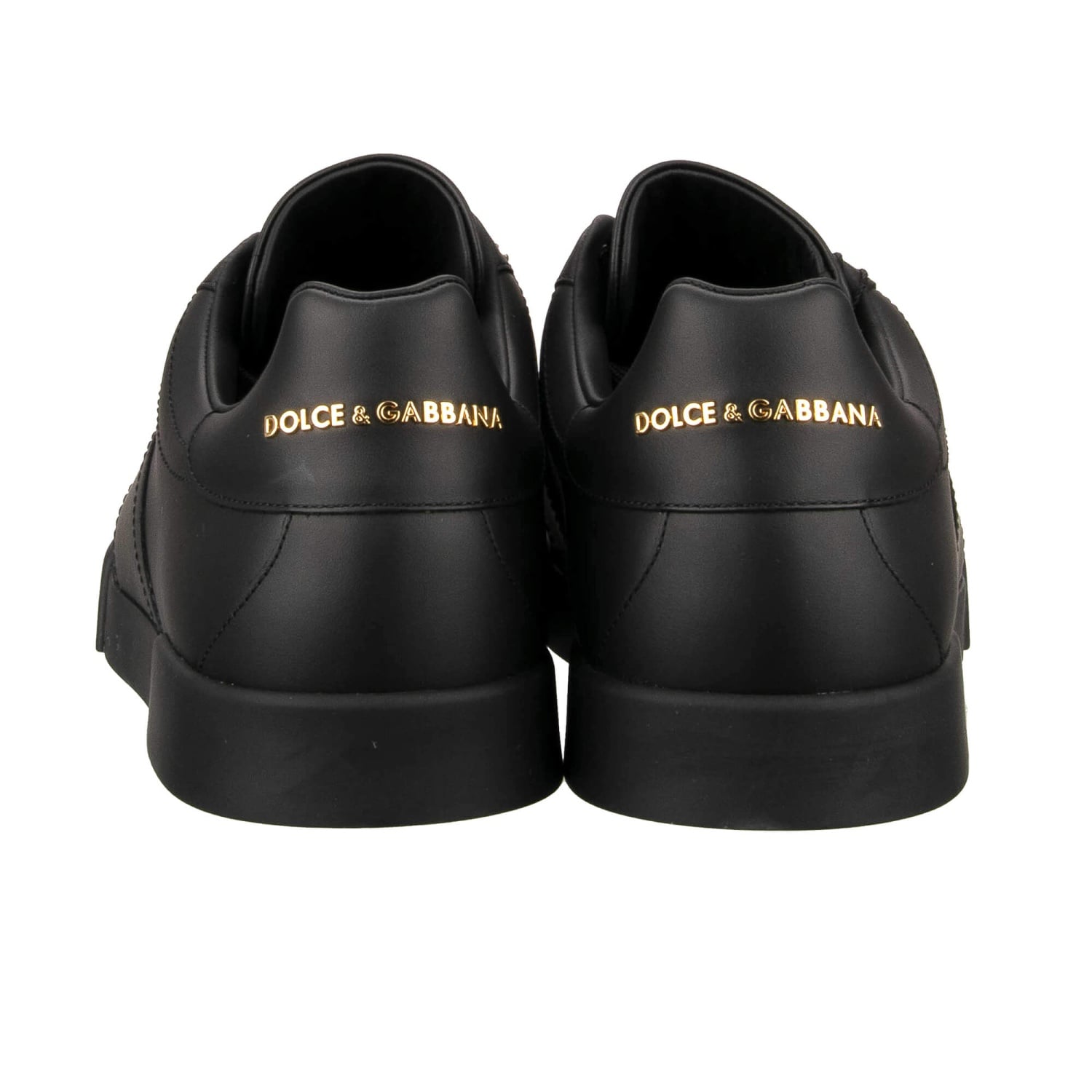 DOLCE & GABBANA Men DG Logo Plate Sneaker Shoes PORTOFINO Black 47 