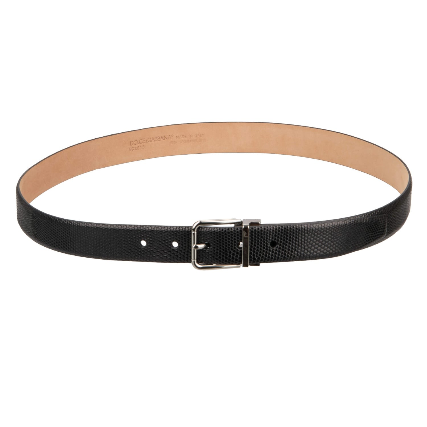 Dolce & Gabbana Metallic Silver Belt Dolce & Gabbana Black Calf Leather Studded Silver Buckle  main image 3