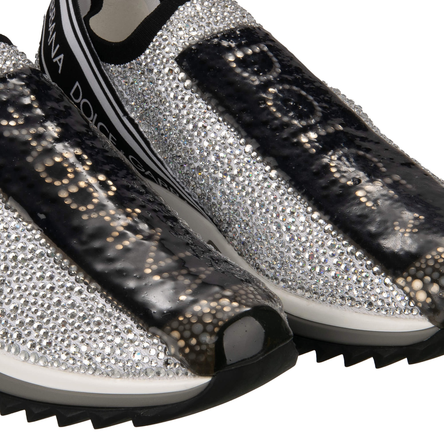 DOLCE & GABBANA Crystal DG Logo Slip-On Sneaker SORRENTO White