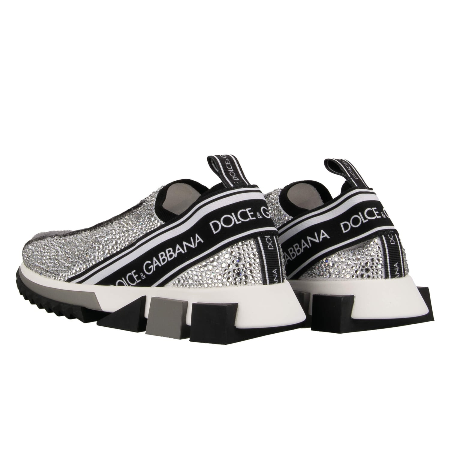 DOLCE & GABBANA Crystal DG Logo Slip-On Sneaker SORRENTO White