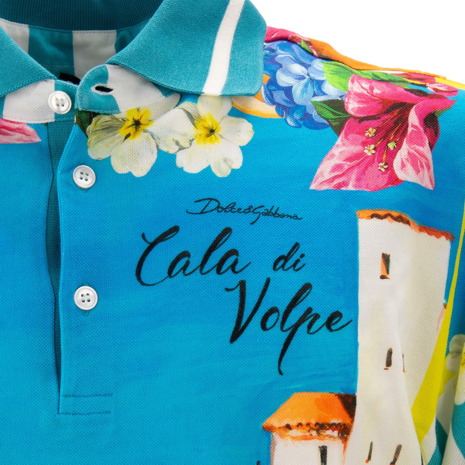 DOLCE & GABBANA DG Cala di Volpe Italy Cotton Polo Shirt Blue