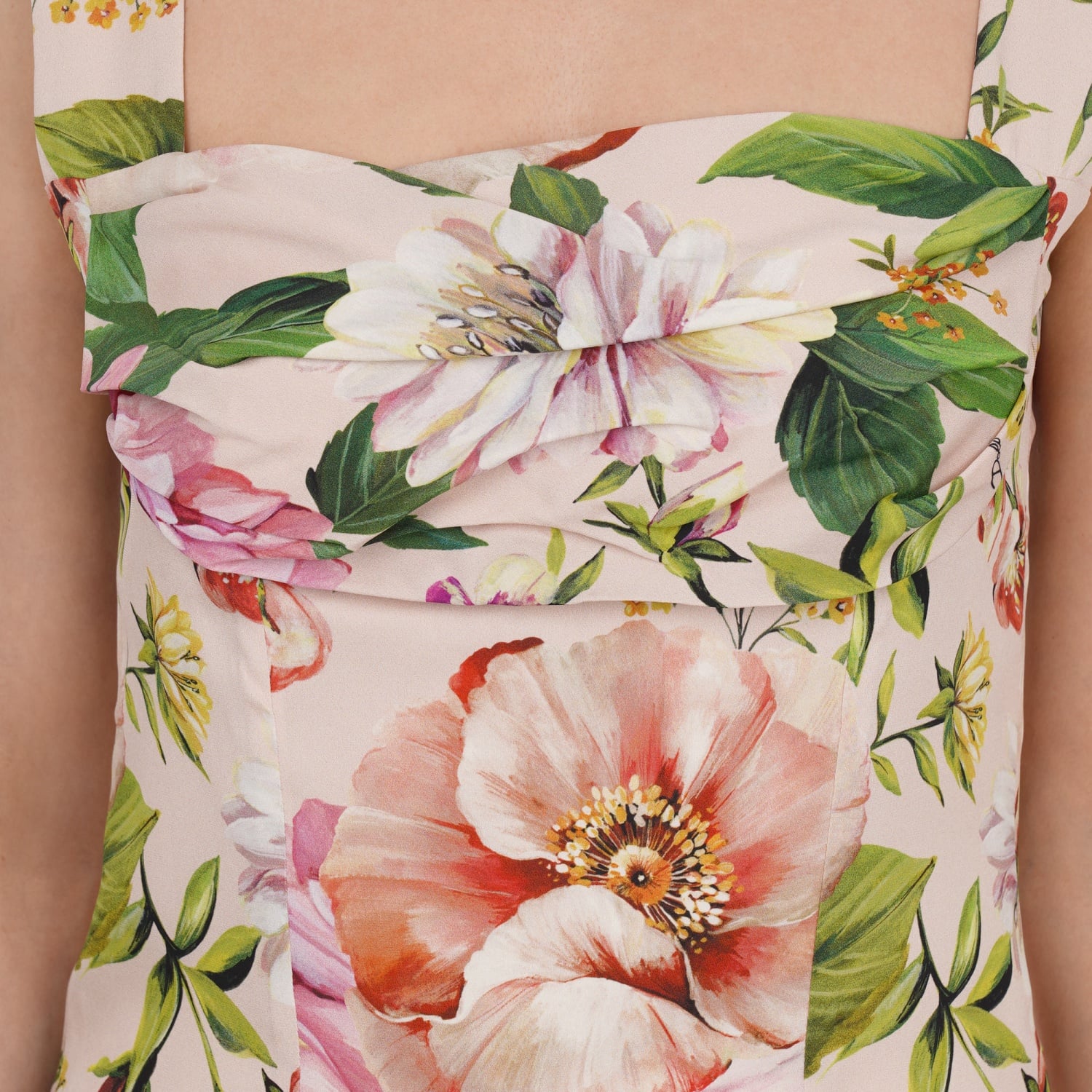 DOLCE & GABBANA Flower Rose Corset Top Silk Pink Green IT 44 US 8