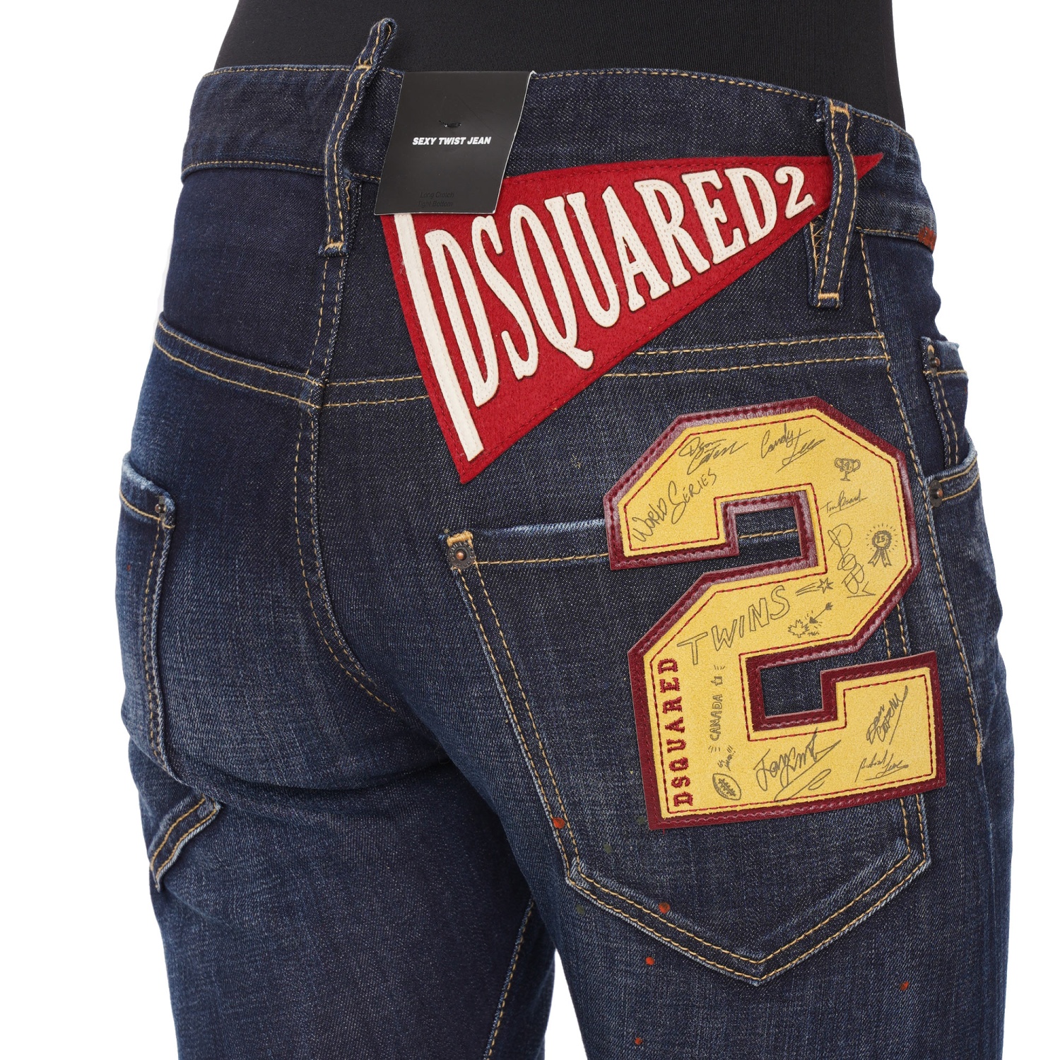 く*ま様 DSQUARED2 denim SEXY TWIST JEAN 42 DSQUARED2 SEXY TWIST JEAN Logo Denim Jeans Pants Blue IT 42 S | eBay