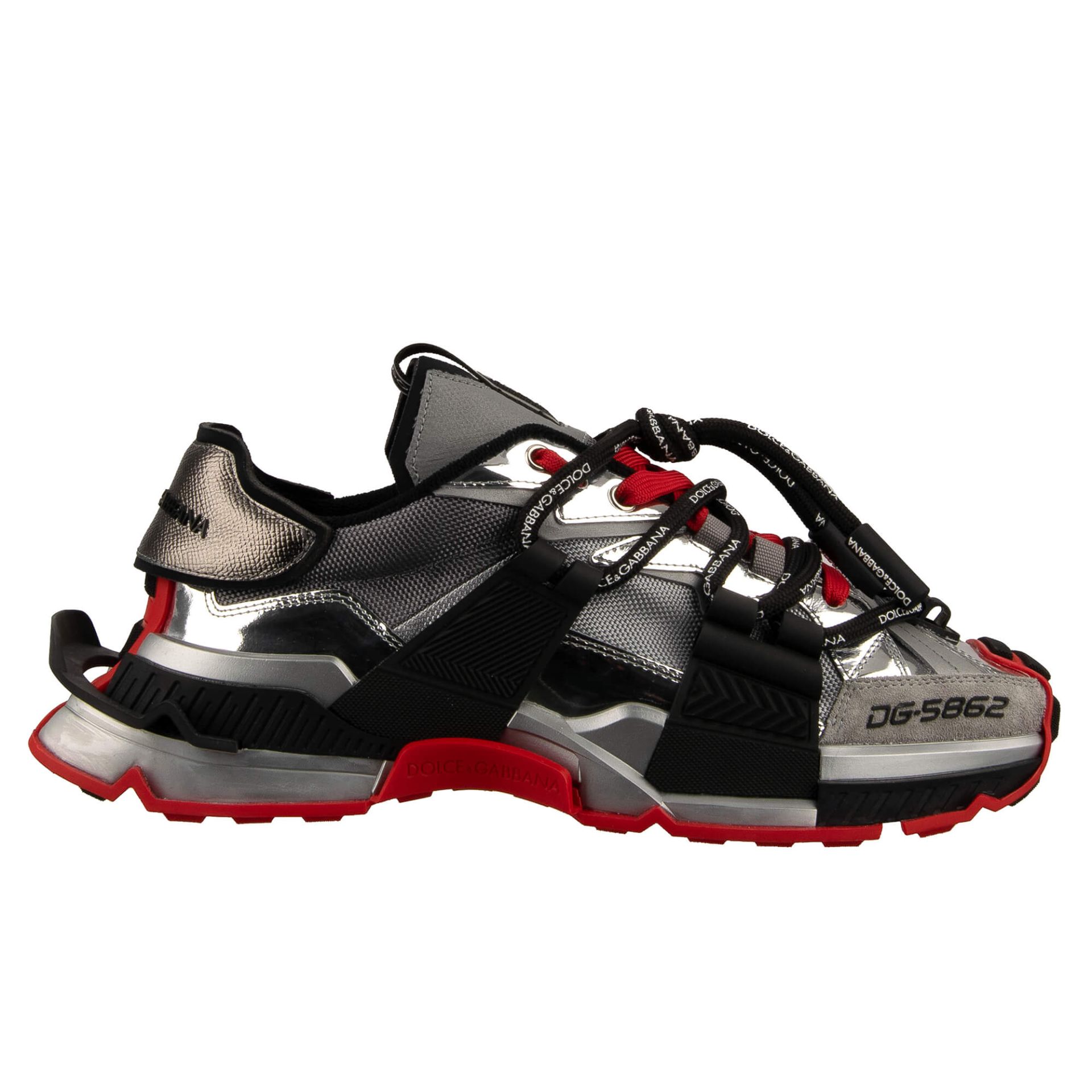 DG 5862 Logo Men Low-Top Sneaker SPACE Silver Red Black | EUR 42
