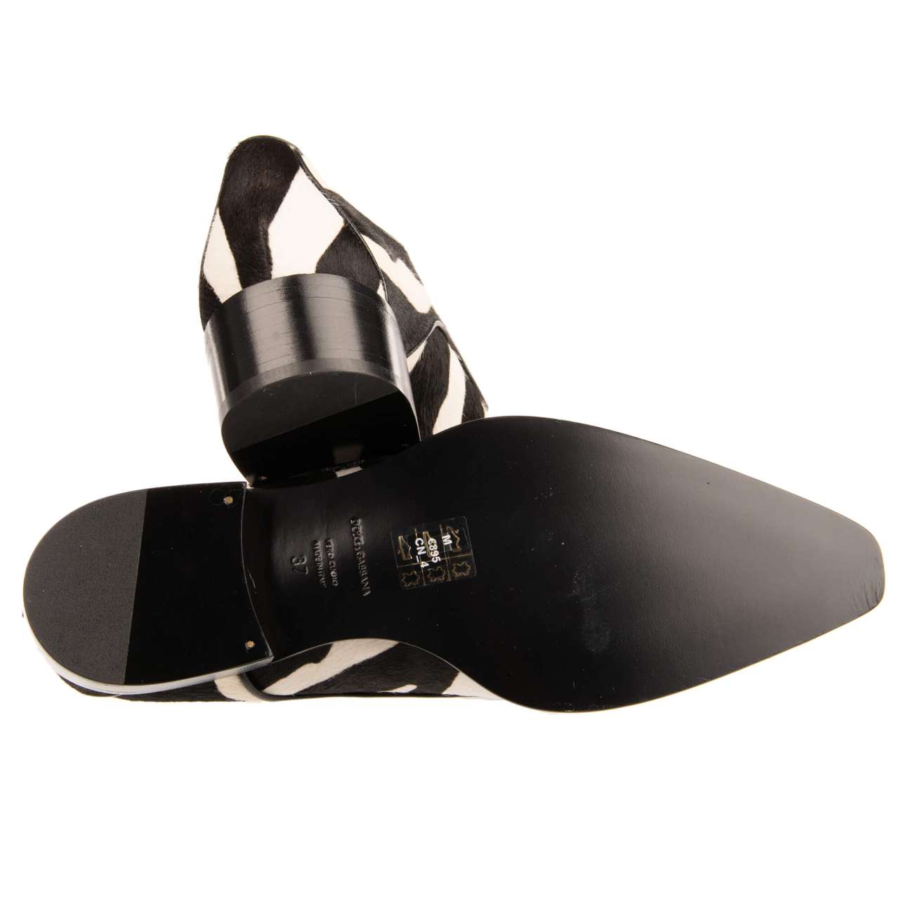 Dolce & Gabbana Black White Zebra Pony Fur Dress Men\'s Shoes Dolce & Gabbana Black White Zebra Pony Fur Dress Shoes main image 4