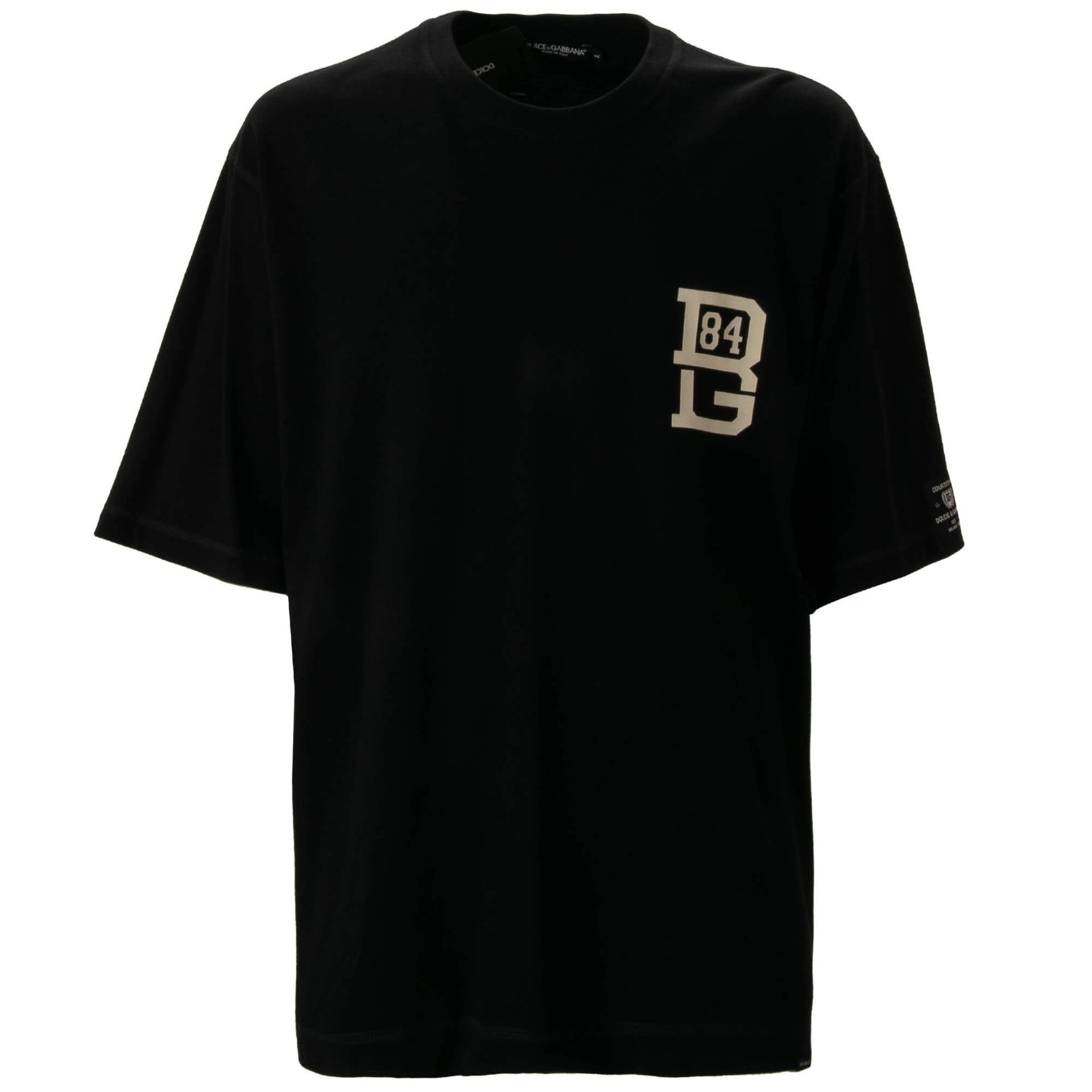DG Logo Pearl Silver Gold Chain Cotton T-Shirt Black | 48