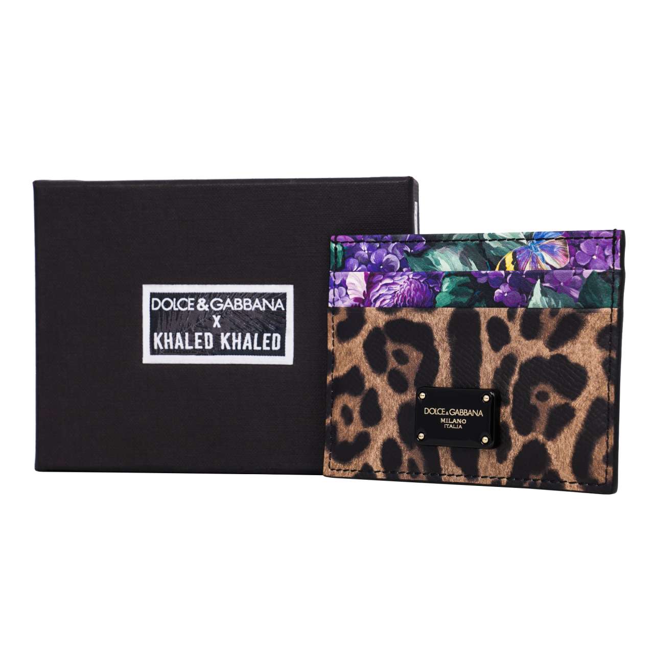 DJ KHALED Leopard Leather Card Etui Wallet Logo Plate
