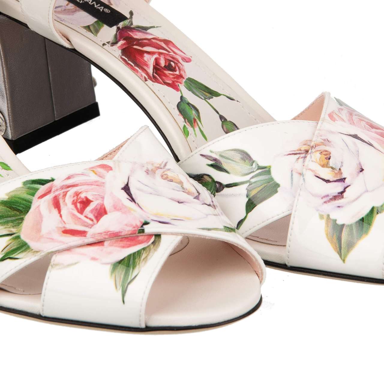 Patent Leather Rose Pumps Sandals KEIRA with Crystal Heel