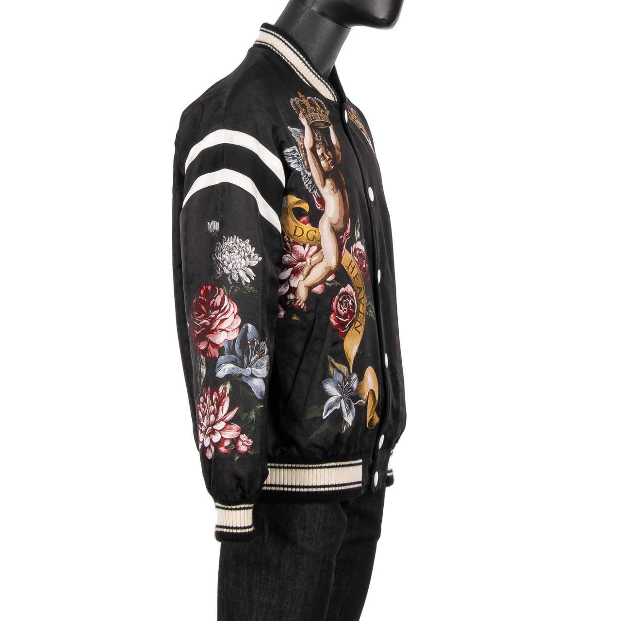 【DOLCE&GABBANA】ツイードジャケット 花柄裏地 ブラック サイズ44 DOLCE&GABBANA】ツイードジャケット 花柄裏地 ブラック サイズ44