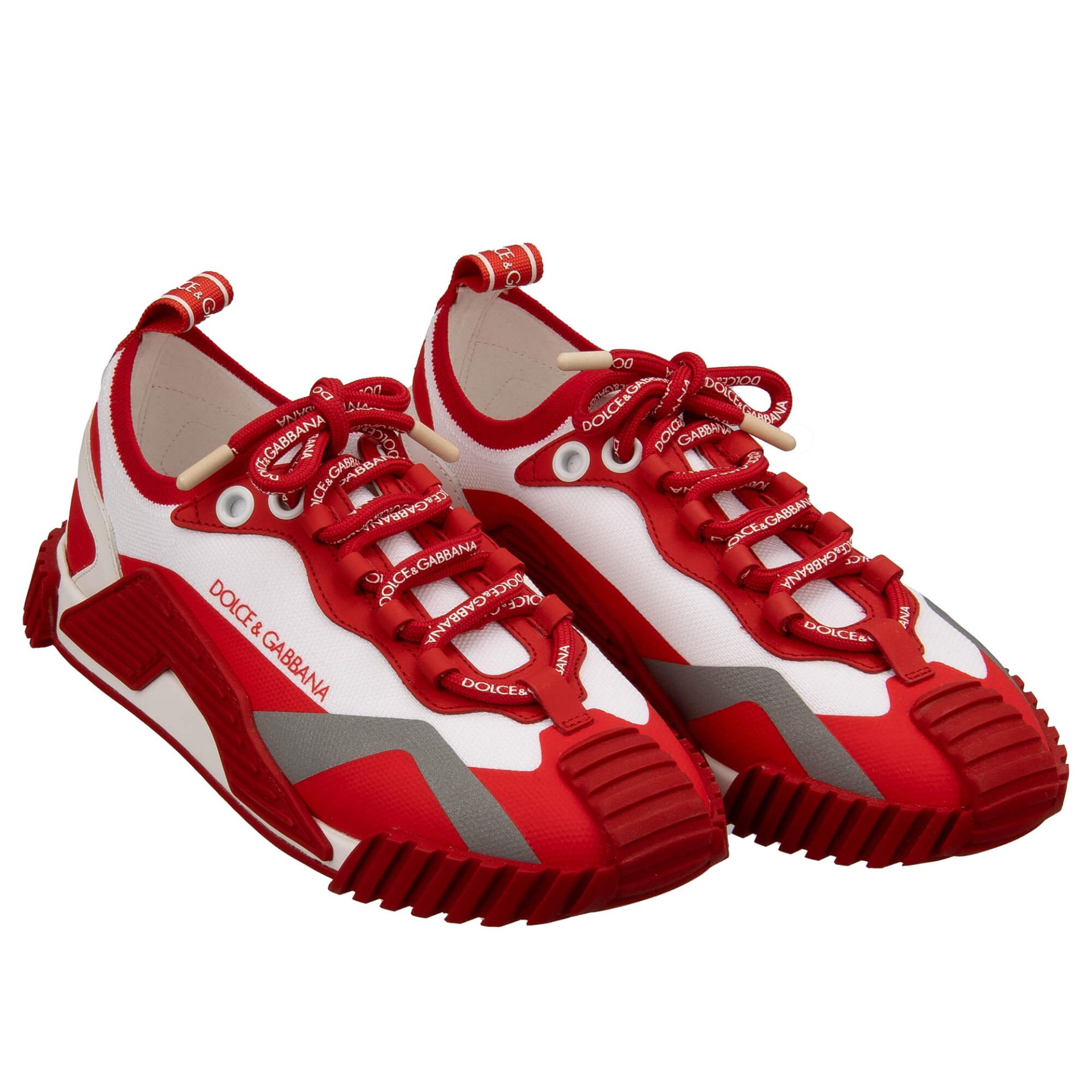 Dolce & Gabbana Red and White Athletic Shoes Portofino leather low trainers Dolce & Gabbana White size 6  main image 3