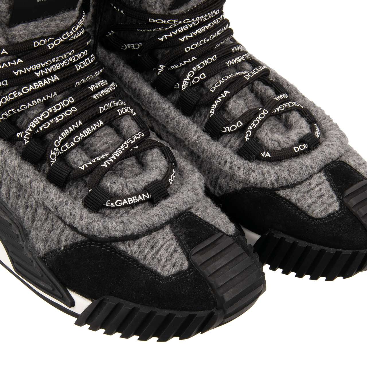 DG Logo Wool High Top Boots Sneaker NS1 Gray Black | EUR 36