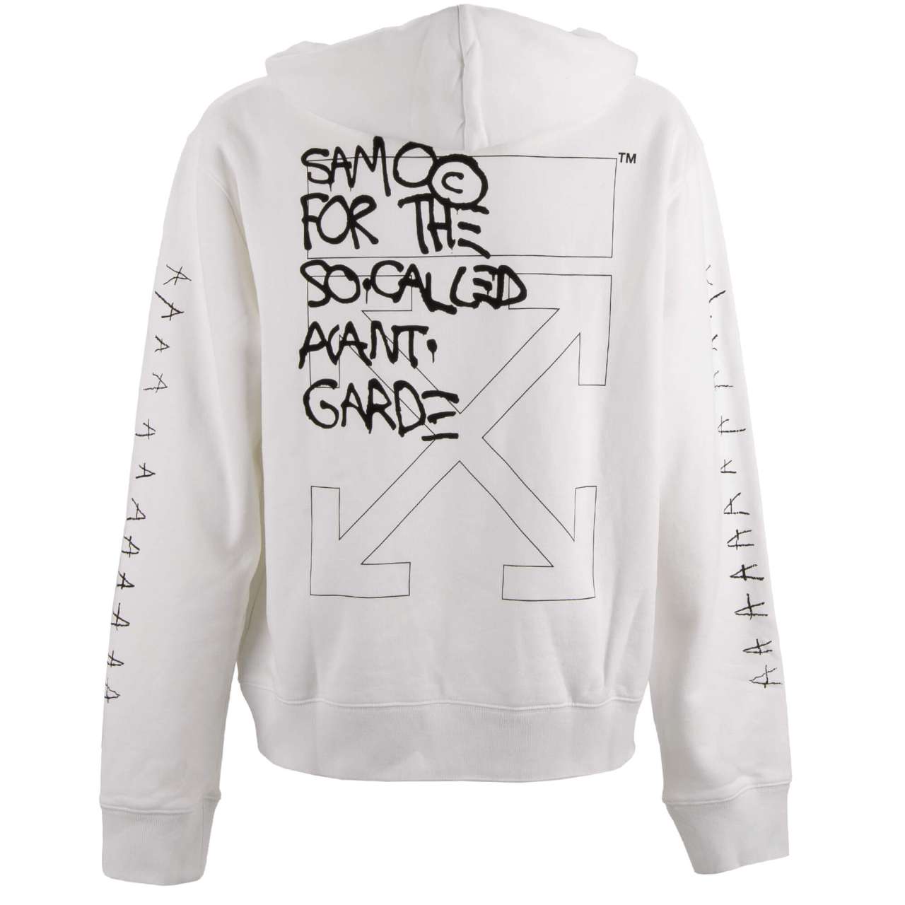 Virgil Abloh Cotton Hoodie with Basquiat Avantgarde Print White L