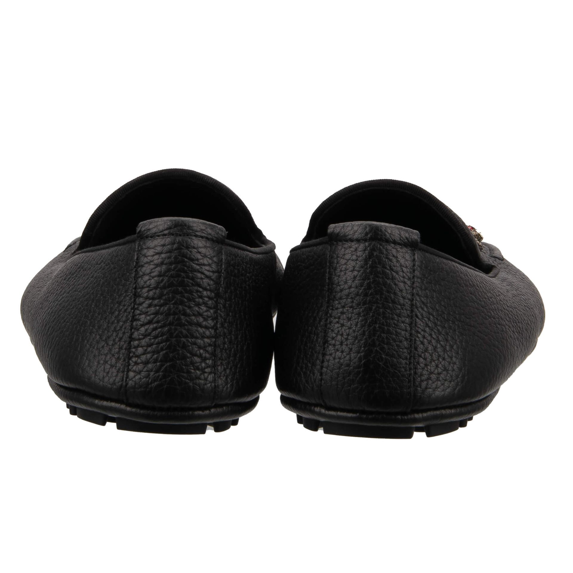 Crystal Baroque Crown Leather Loafer Shoes KING DRIVER Blac  display picture 3