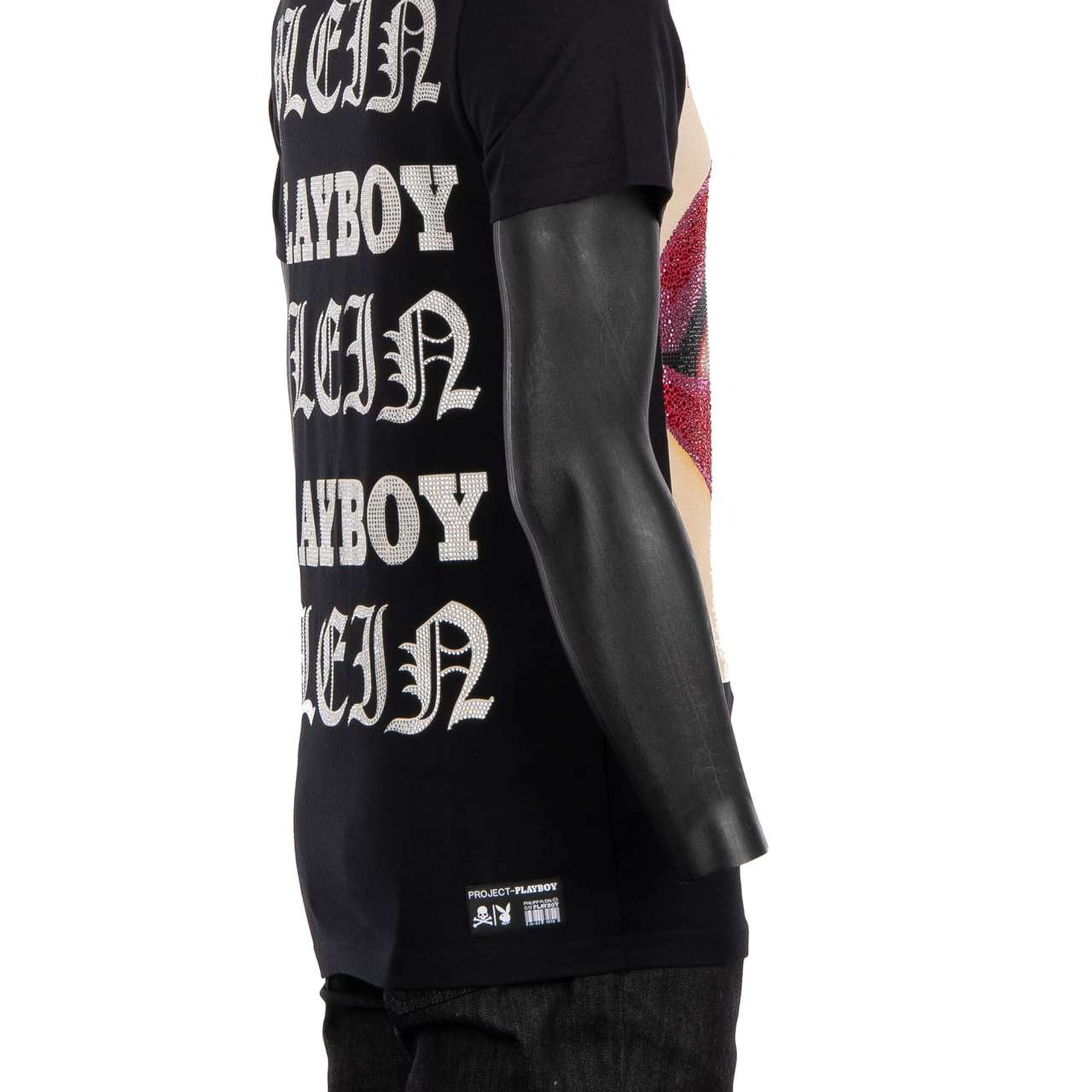Crystal Lips Printed T-Shirt PLAYBOY Black M | 08397