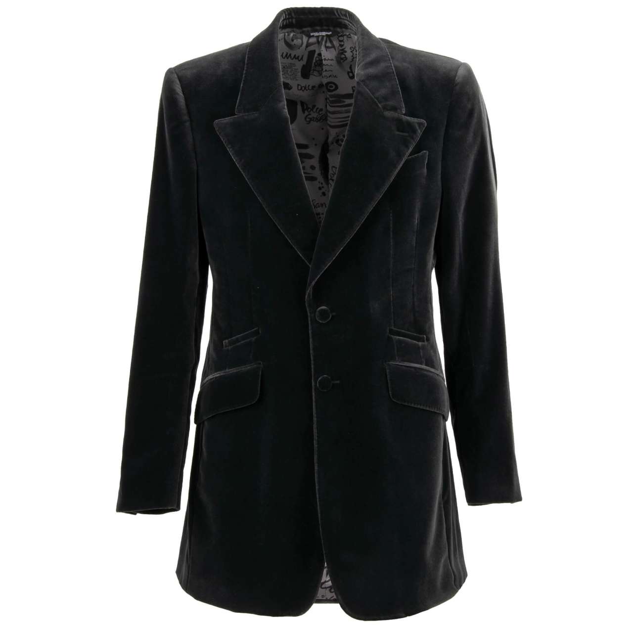 【関税&送料込】Dolce & Gabbana Black Velvet Blazer DOLCE & GABBANA Black Velvet Blazer Coat Jacket IT46 / US12